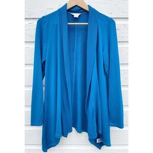 New Liz Claiborne Weekend L Bright Cobalt Blue Open Sweater Cardigan Rayon Bold